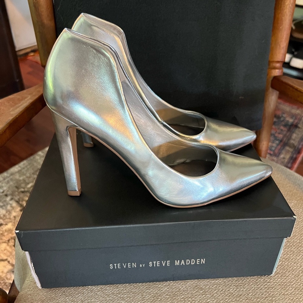 Steven by Steve Madden Metallic Silver Heels